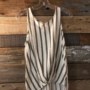 Green and White Striped Tank Top